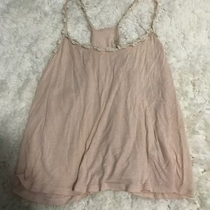 Pink tank top with flowers on the straps