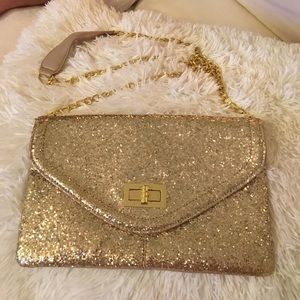 ALDO Gold and Tan Sparkle Clutch