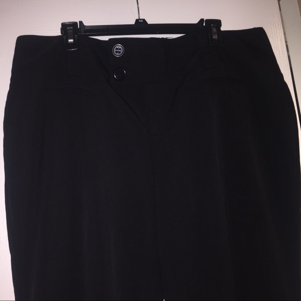 Women's black dress pants with front buttons
