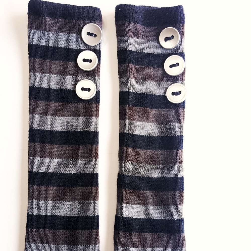 Button Leg Warmers - Black Gray Brown