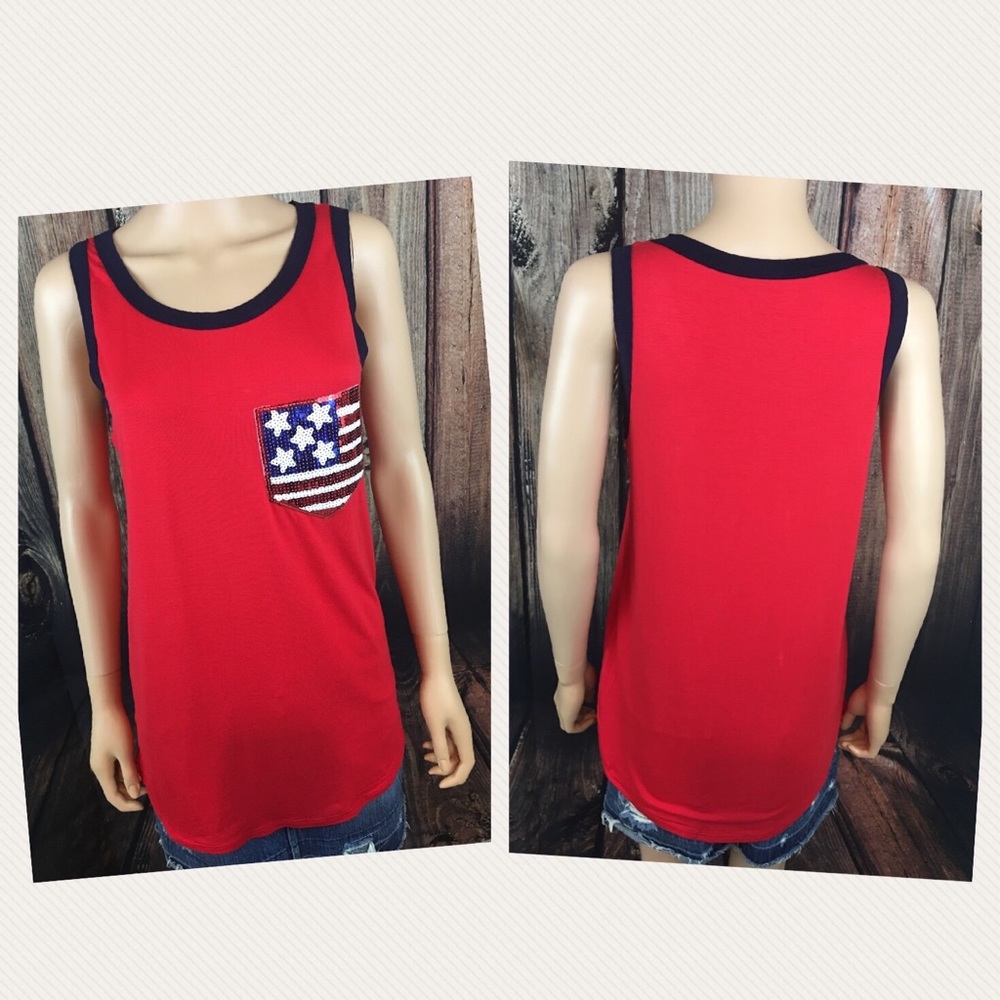 Sequined Pocket Sleeveless Top