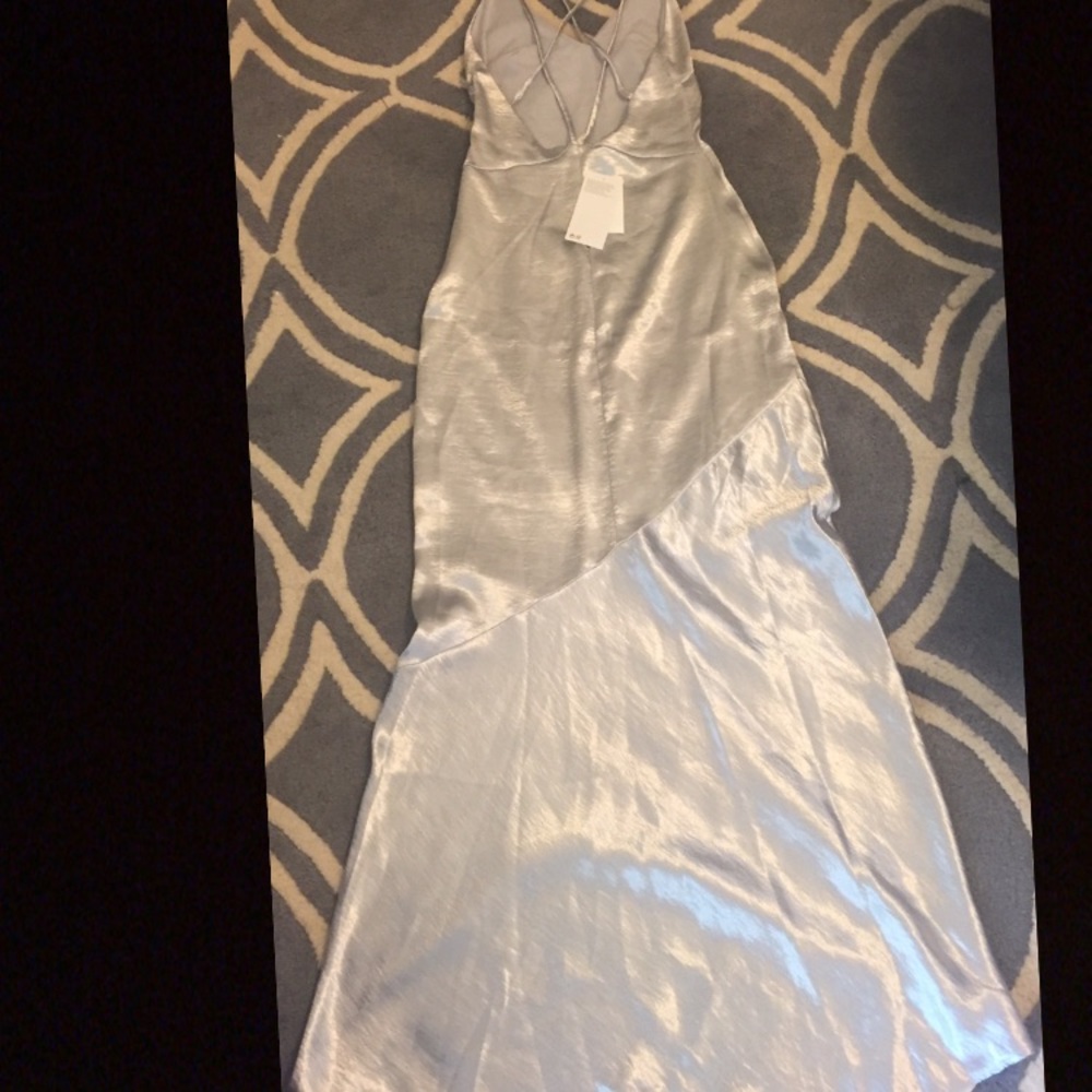 Silk silver cocktail gown/ dress