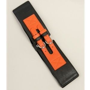 Colorblock Black And Orange Waist Belt