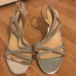 Silver sparkly pumps