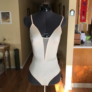 Cream urban outfitters bodysuit