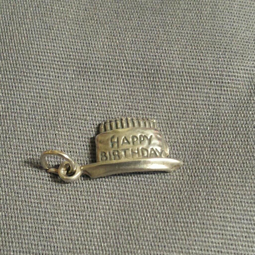 Sterling Silver Happy Birthday Cake  Charm