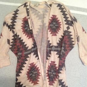 Aztec Print Cardigan w/ Dolman Sleeves