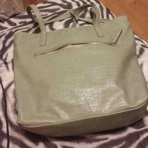 Green croc imitation tote