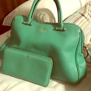 Kate spade green purse and matching wallet
