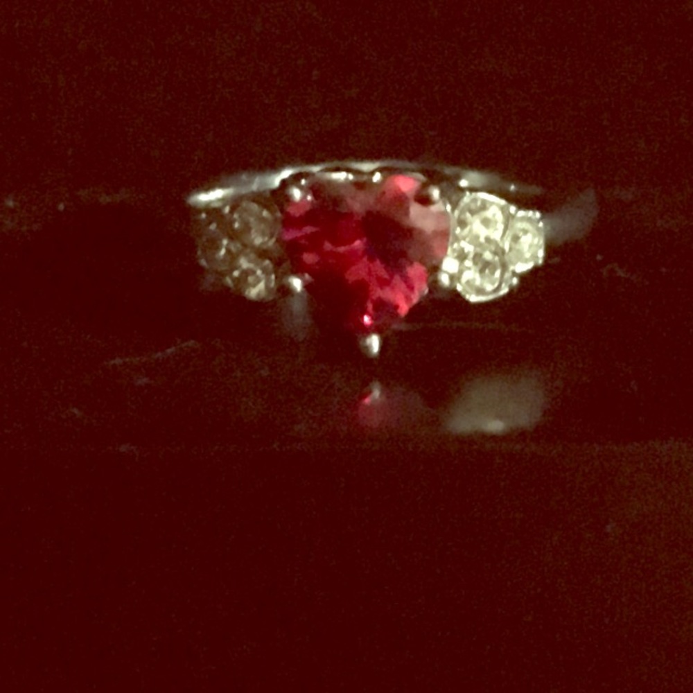 Ring with Faux Red Ruby