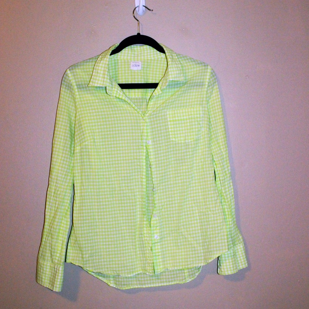 JCrew Button Down, Florescent Green check, Shirt