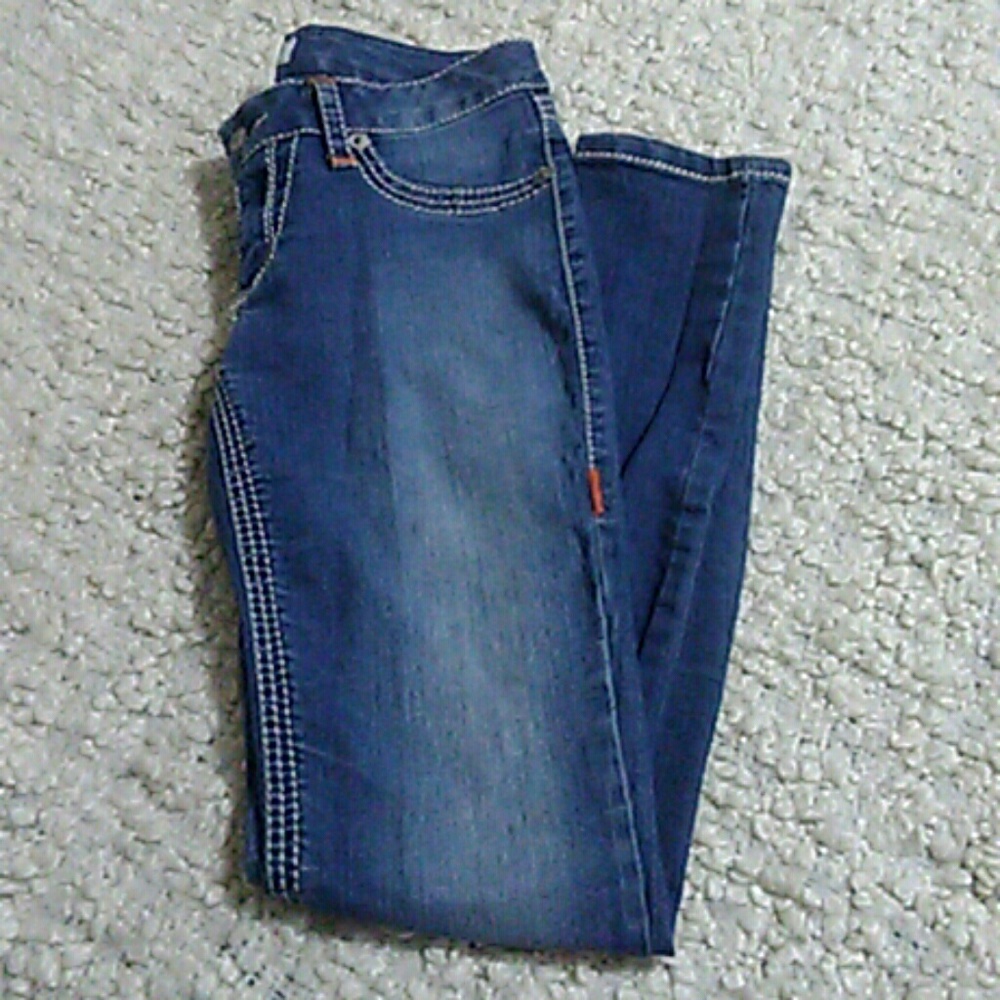 Mudd skinny jeans white and orange stitching