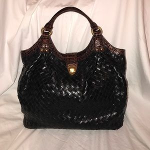 BRAHMIN black and brown leather tote !
