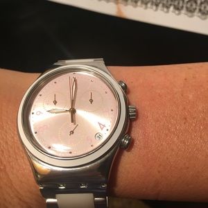 Swatch silver and rose watch gently worn EXCELLENT