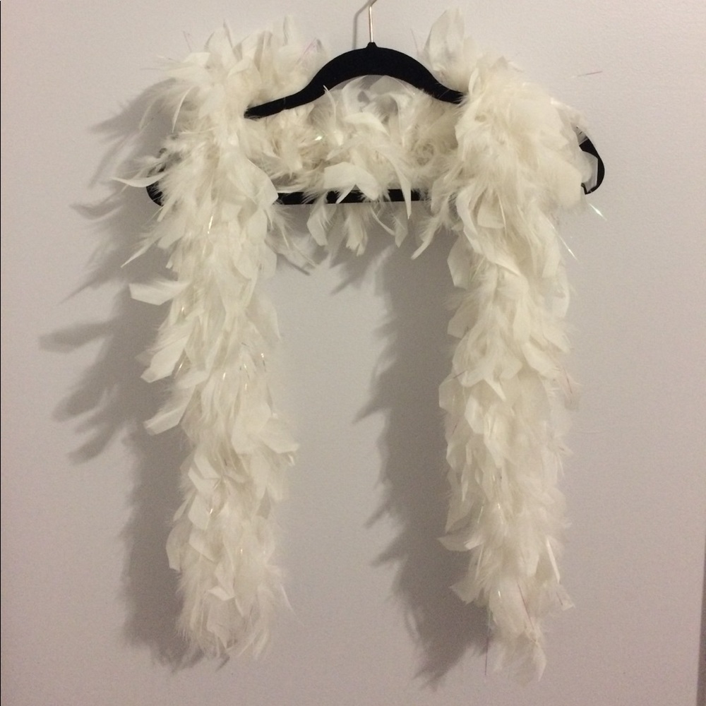 White Sparkly Feather Boa Scarf