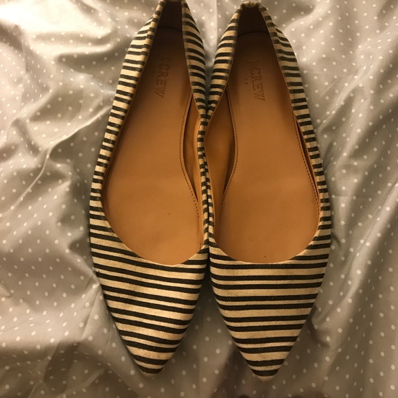 Jcrew Striped Pointy Toe Flats - Picture 1 of 2