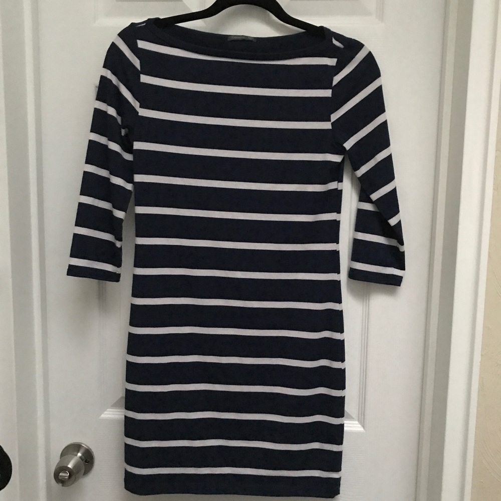 Navy and white form fitting casual dress