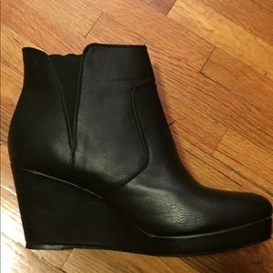 Black bootie wedges