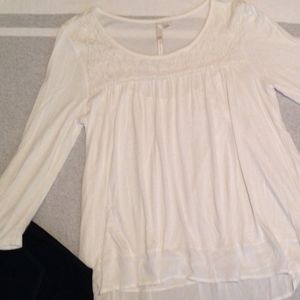 Lauren Conrad Flowy White Top with Lace Detail