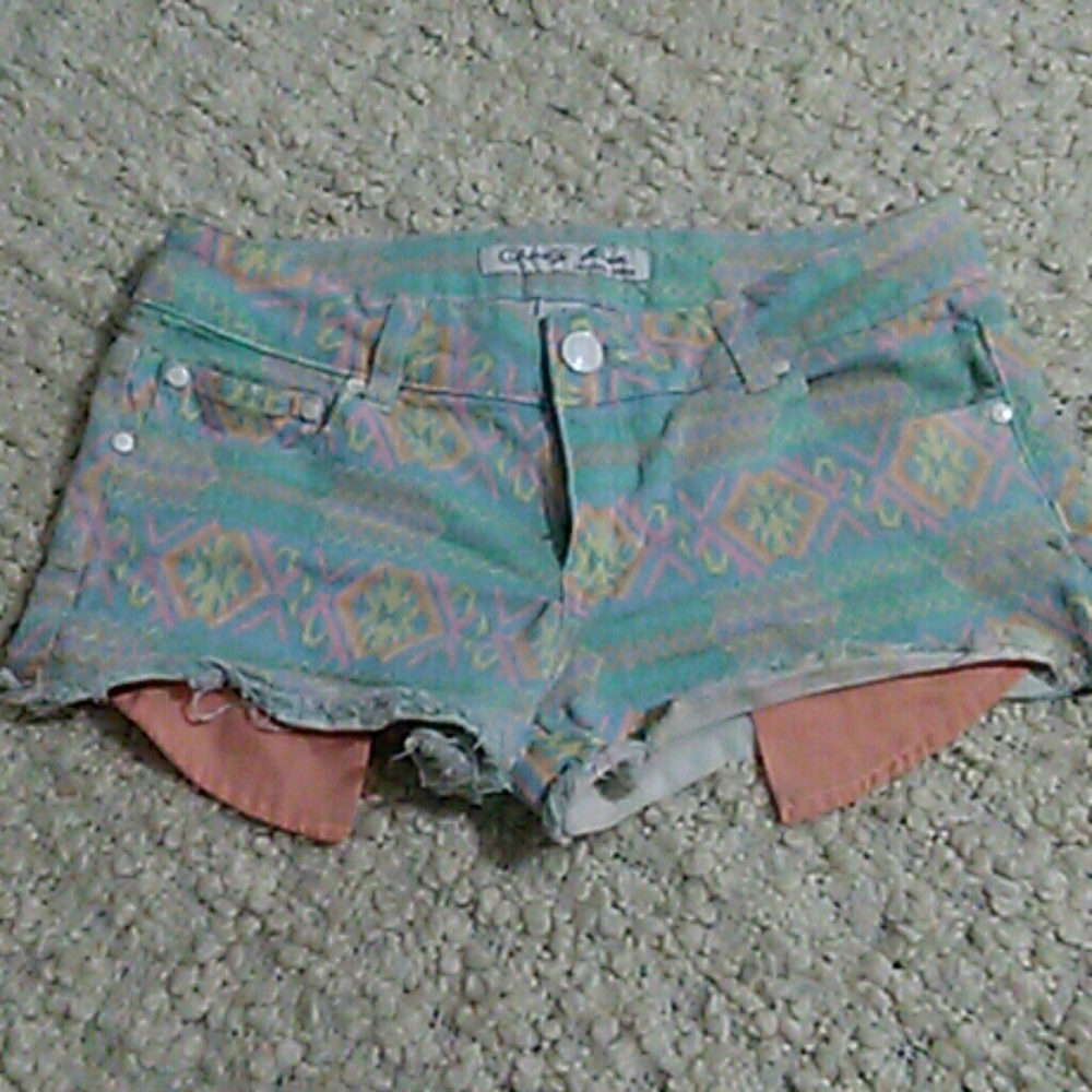 Tribal print short shorts.