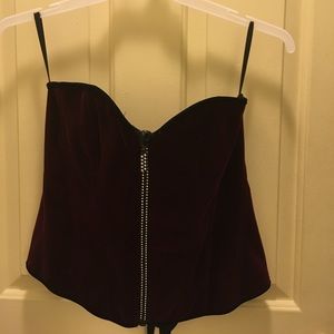 Crushed velvet zip up corset