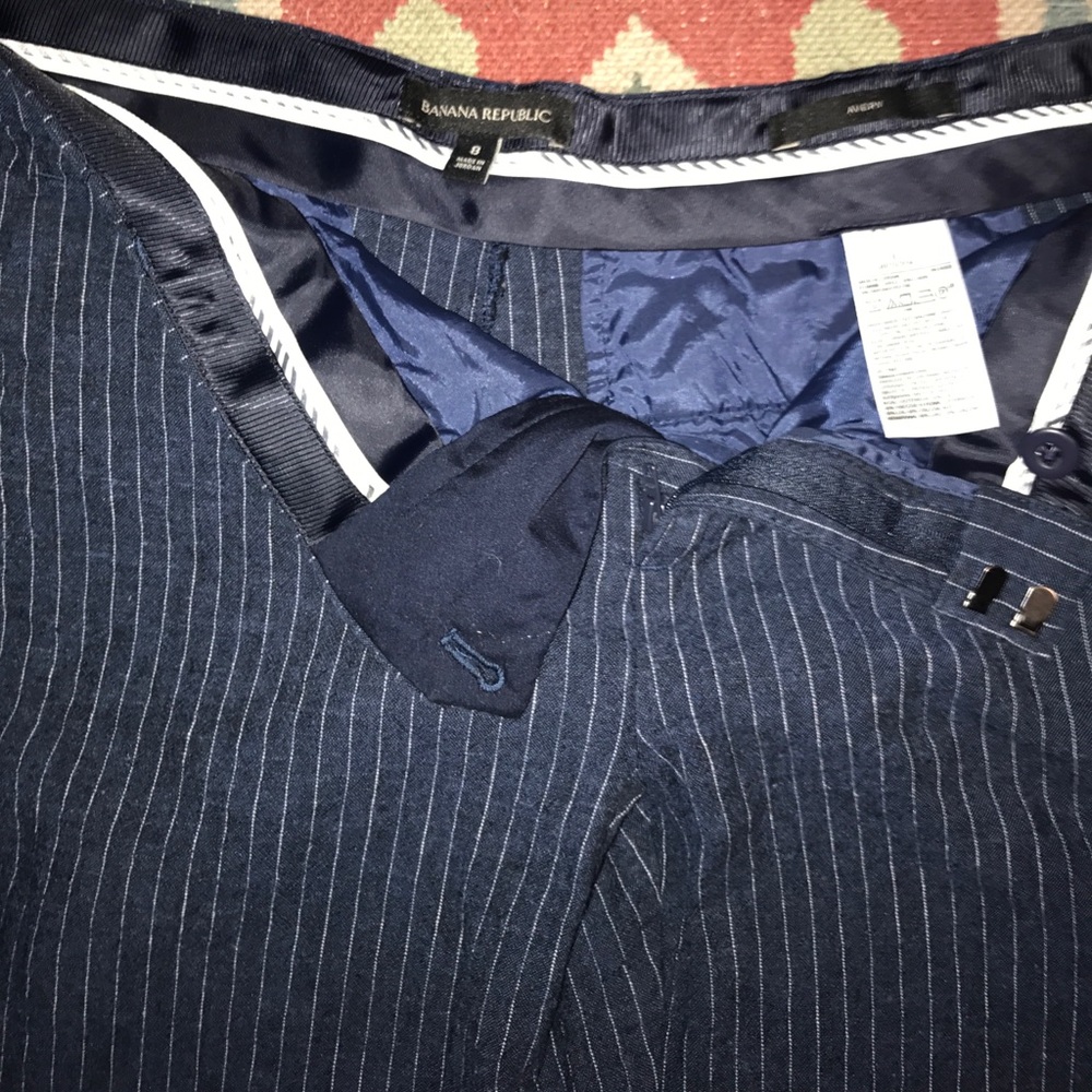 NWOT navy and white pinstripe trousers - Picture 2 of 3