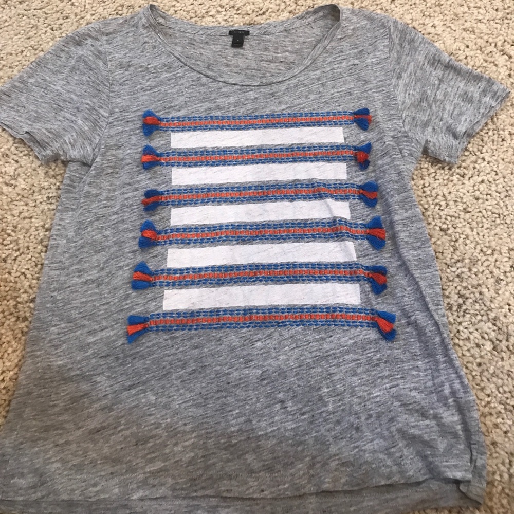J. Crew t shirt with fringes.