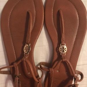 Tory Butch Brown Leather Thong Sandals