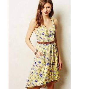 Anthropologie yellow flowery dress