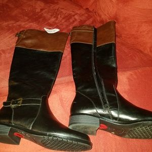 black and brown calf boots