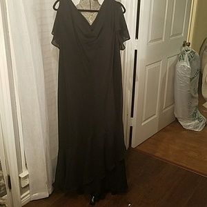 Black crepe asymmetrical late afternoon dress