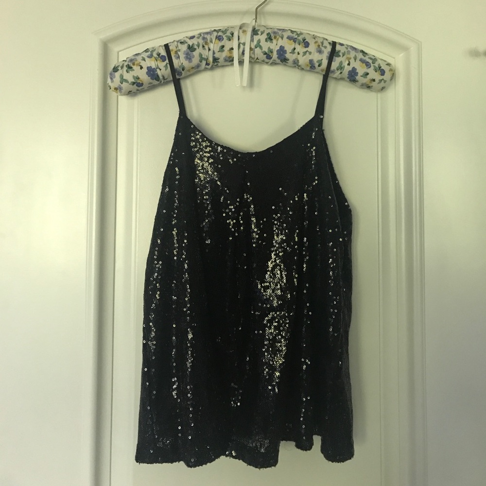 NWT Black Sequin Top