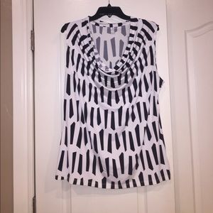 Women's black and white sleeveless dress blouse