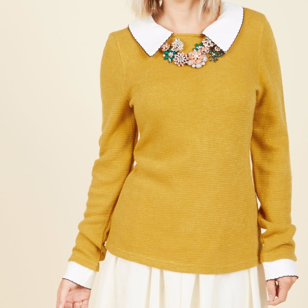 Wine appreciation sweater in goldenrod