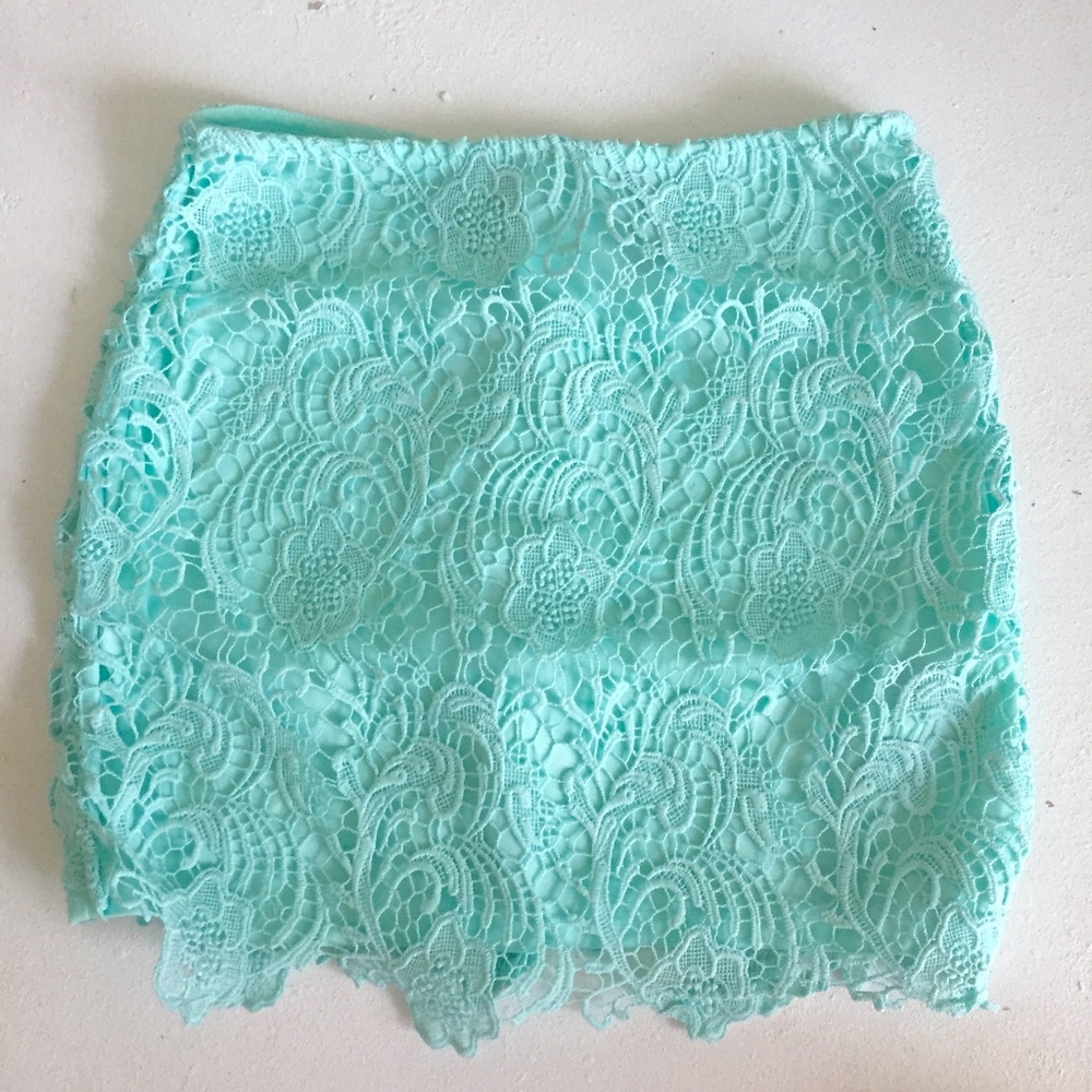 Divided Blue Lace Skirt