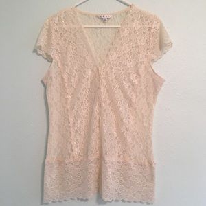 •CAbi• Sheer Lace Tunic