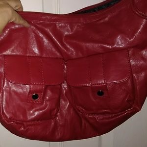 Red vinyl purse
