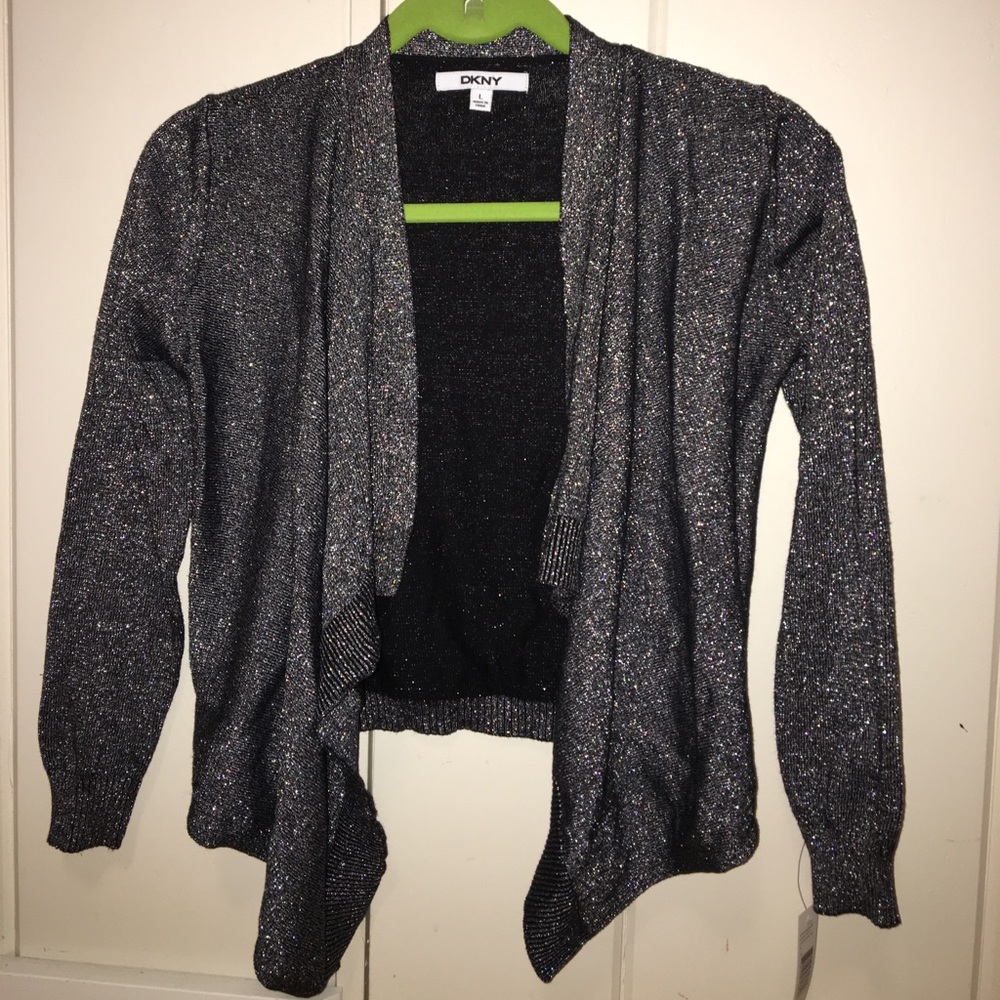 DKNY metallic black/silver cardigan