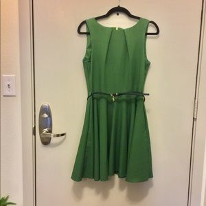 A-Line Dress in Fern with Belt