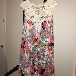 Umgee floral dress with cream lace!