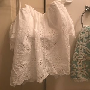 White off the shoulder eyelit top