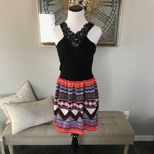 NWOT➡️Black Tank Top Tribal Print Skirt  Dress