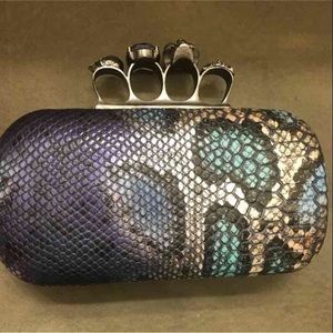Faux snakeskin knuckle bag