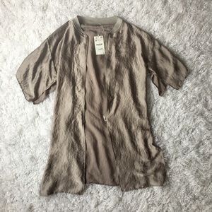 ZARA new with tags silver silky zip kimono