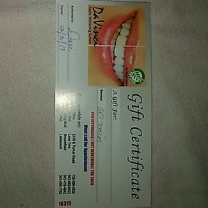 Gift Certificate for Da Vinci teeth whitening