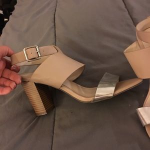 Apt. 9 Tan and Metallic Block Heels