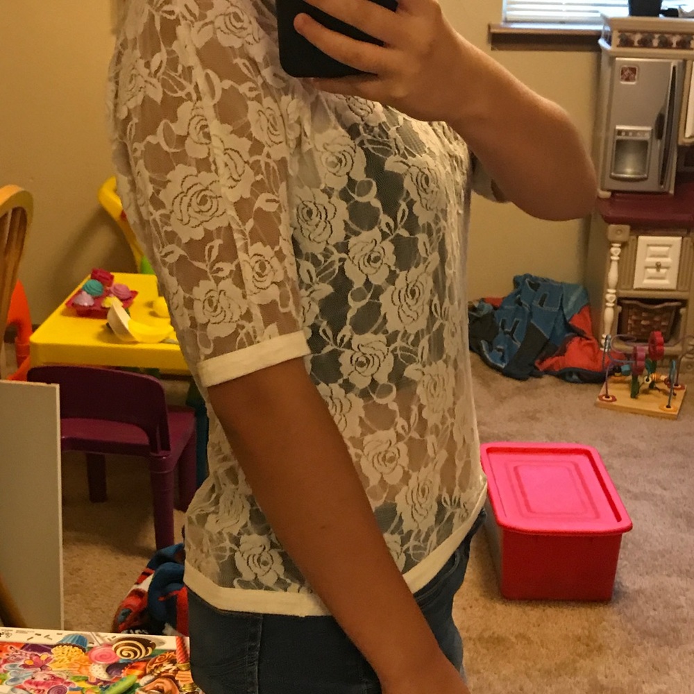 White see thru flower shirt