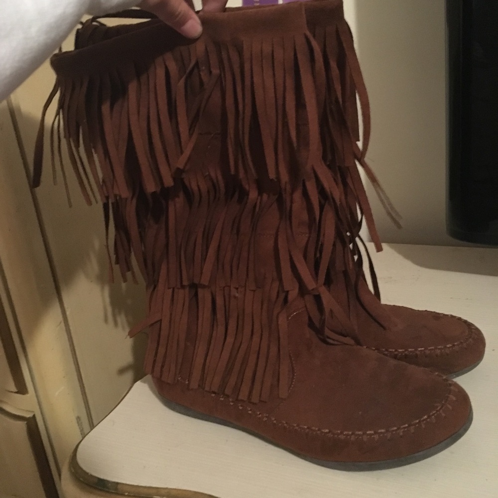 Brown Fringe Boots