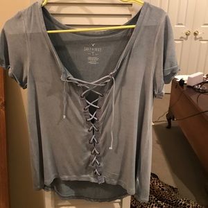 Light blue lace up top!