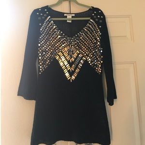 Vertigo Paris V neck Sweater with silver glitter